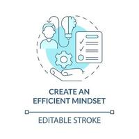 Create an efficient mindset turquoise concept icon. Balanced life abstract idea thin line illustration. Isolated outline drawing. Editable stroke. Roboto-Medium, Myriad Pro-Bold fonts used vector