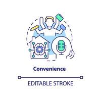 Convenience concept icon. Smart technologies pros abstract idea thin line illustration. Maximizing comfort. Isolated outline drawing. Editable stroke. Arial, Myriad Pro-Bold fonts used vector