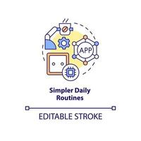 Simpler daily routines concept icon. Smart technology for older adults abstract idea thin line illustration. Isolated outline drawing. Editable stroke. Arial, Myriad Pro-Bold fonts used vector