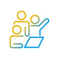 Team meeting gradient linear vector icon. Brainstorming together. Group project. Productive partnership. Thin line color symbol. Modern style pictogram. Vector isolated outline drawing