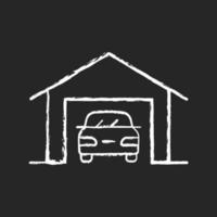 Parking space nearby chalk white icon on dark background. Residential garage. Accessible space for vehicles. Reduce forcing parking on street. Isolated vector chalkboard illustration on black