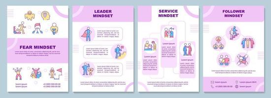 Types of mindsets brochure template. Psychological classification. Flyer, booklet, leaflet print, cover design with linear icons. Vector layouts for presentation, annual reports, advertisement pages