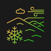 Cold desert gradient vector icon for dark theme. Polar desert. Snow and ice covered large plain area. Arctic land type. Thin line color symbol. Modern style pictogram. Vector isolated outline drawing