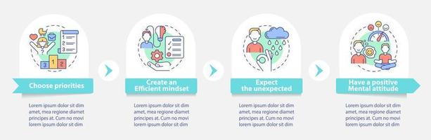 Balanced life tips round infographic template. Healthy habits. Data visualization with 4 steps. Process timeline info chart. Workflow layout with line icons. Myriad Pro-Bold, Regular fonts used vector