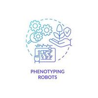 Phenotyping robots blue gradient concept icon. Plant research abstract idea thin line illustration. Measurement instrument. Isolated outline drawing. Roboto-Medium, Myriad Pro-Bold fonts used vector