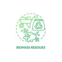 icono de concepto de gradiente verde de residuos de biomasa. energía renovable idea abstracta ilustración de línea delgada. residuos de cultivos agrícolas. dibujo de contorno aislado. roboto-medium, innumerables fuentes pro-bold utilizadas vector