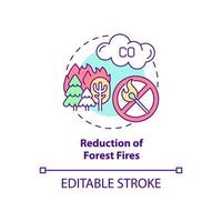 Forest fires reduction concept icon. Common initiative abstract idea thin line illustration. Reduce fire risk. Wildfire losses prevention. Vector isolated outline color drawing. Editable stroke