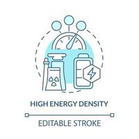High energy density blue concept icon. Nuclear energy advantage abstract idea thin line illustration. Nuclear plants. Producing maximum power. Vector isolated outline color drawing. Editable stroke