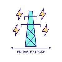 Power transmission lines RGB color icon. Electric energy distribution. Smart grid equipment. Isolated vector illustration. Simple filled line drawing. Editable stroke. Arial font used