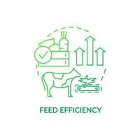 Icono de concepto de gradiente verde de eficiencia de alimentación. Ilustración de línea delgada de idea abstracta de producción de carne. convertir los nutrientes del alimento en leche. dibujo de contorno aislado. roboto-medium, innumerables fuentes pro-bold utilizadas vector