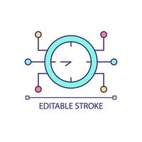 Time setting of intelligent appliance RGB color icon. Smart grids component. Energy system. Isolated vector illustration. Simple filled line drawing. Editable stroke. Arial font used