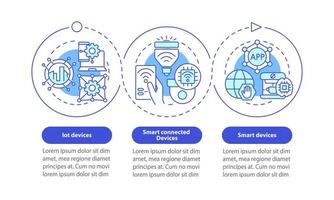 Smart technology products blue circle infographic template. Data visualization with 3 steps. Process timeline info chart. Workflow layout with line icons. Myriad Pro-Bold, Regular fonts used vector