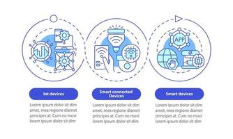 plantilla de infografía de círculo azul de productos de tecnología inteligente. visualización de datos con 3 pasos. gráfico de información de la línea de tiempo del proceso. diseño de flujo de trabajo con iconos de línea. innumerables fuentes pro-negrita y regulares utilizadas vector