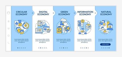 Economy models blue and white onboarding template. Marketing strategy. Responsive mobile website with linear concept icons. Web page walkthrough 5 step screens. Lato-Bold, Regular fonts used vector