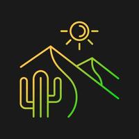 Hot desert gradient vector icon for dark theme. High temperature sandy land. Large dry area. Low precipitation region. Thin line color symbol. Modern style pictogram. Vector isolated outline drawing