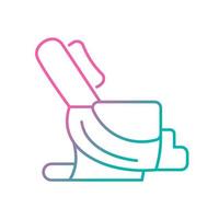 Massage chair gradient linear vector icon. Massaging equipment. Spa salon, center. Muscle relieving. Body care. Thin line color symbol. Modern style pictogram. Vector isolated outline drawing