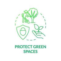 Protect green gradient spaces green gradient concept icon. Air pollution prevention abstract idea thin line illustration. Isolated outline drawing. Roboto-Medium, Myriad Pro-Bold fonts used vector