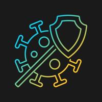 Covid insurance gradient vector icon for dark theme. Coverage of coronavirus treatment. Protection during pandemic. Thin line color symbol. Modern style pictogram. Vector isolated outline drawing