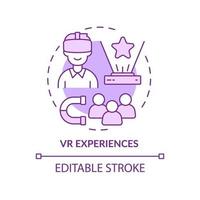 VR experiences purple concept icon. Augmented reality technology. Marketing trend abstract idea thin line illustration. Isolated outline drawing. Editable stroke. Arial, Myriad Pro-Bold fonts used vector