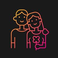 First date gradient vector icon for dark theme. Initial meeting. Couple go on dating. Meeting and falling in love Thin line color symbol. Modern style pictogram. Vector isolated outline drawing