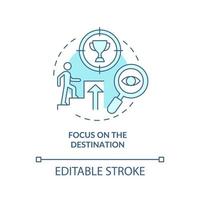 Focus on the destination blue concept icon. Goal achievement abstract idea thin line illustration. Path to success. Happiness mindset.Vector isolated outline color drawing. Editable stroke vector