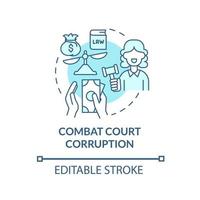 Fight court corruption concept icon. Corrupt judicial branch abstract idea thin line illustration. Bribery and political interference. Vector isolated outline color drawing. Editable stroke