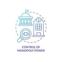 Control of monopoly power blue gradient concept icon. Legislative measures. Mixed economy features abstract idea thin line illustration. Isolated outline drawing. Myriad Pro-Bold fonts used vector