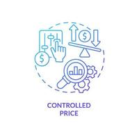 Controlled price blue gradient concept icon. Price mechanism. State regulations. Mixed economy features abstract idea thin line illustration. Isolated outline drawing. Myriad Pro-Bold fonts used vector