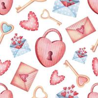 Seamless pattern of cute valentine elements. Hand drawn pencil pattern isolated on white background vector