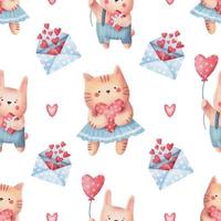 Seamless pattern of cute valentine elements. Hand drawn pencil pattern isolated on white background vector