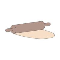 Dough and rolling pin. Cartoon style. Vector illustration isolated on white background