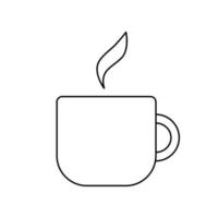 Coffee cup outline icon. Vector illustration isolated on white background. Mug of hot drink. Sign for coffee shop and web-design