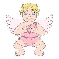 Colorful vector illustration of cartoon cupid for Valentine's Day. Amor isolated on white background