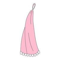 Pink towel with lace in cartoon style. Vector illustration isolated on white background