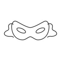 Eye mask outline icon. Vector sign isolated on white background. Masquerade ball symbol, festival logo illustration.