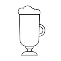Irish coffee outline icon. Linear symbol of hot drinks and coffee. Glass with frappe or latte macchiato. Vector illustration isolated on white background