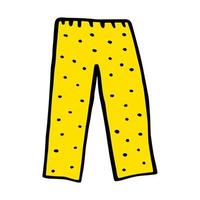 Pajama-style pants. Yellow trousers in doodle style. Vector illustration isolated on white background