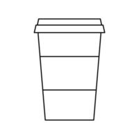 Icono de vector de taza de café para llevar. señal de contorno café para llevar. vaso de plástico desechable, comida rápida. vaso de papel clásico aislado sobre fondo blanco. logotipo para cafetería