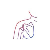 Joint dislocation gradient linear vector icon. Dislocated shoulder. Muscles weakening. Upper arm bone trauma. Thin line color symbol. Modern style pictogram. Vector isolated outline drawing