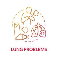 Lung problems gradient red concept icon. Respiratory disease. Bronchitis symptom. Chronic asthma. Physiotherapy abstract idea thin line illustration. Vector isolated outline color drawing