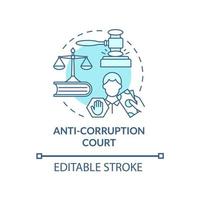 Anti corruption court blue concept icon. Measures against bribery abstract idea thin line illustration. Government combat against bribes. Vector isolated outline color drawing. Editable stroke