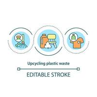 Upcycling plastic waste concept icon. Waste management process. Environmental conservation abstract idea thin line illustration. Vector isolated outline color drawing. Editable stroke