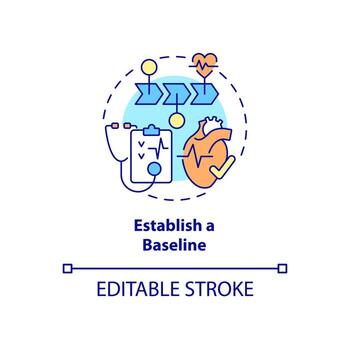 Establish baseline concept icon. Annual checkups reason abstract idea thin line illustration. Personal information and health issues of patient. Vector isolated outline color drawing. Editable stroke