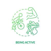 Being active green gradient concept icon. Risk of arthritis reduction abstract idea thin line illustration. Energetic lifestyle. Physical health. Vector isolated outline color drawing