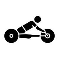 Adaptive road cycling black glyph icon. Professional road bike racing. Cycling competition on horizontal track. Athlete with disability. Silhouette symbol on white space. Vector isolated illustration