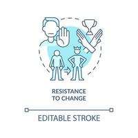 Resistance to change blue concept icon. Unwillingness to transform life abstract idea thin line illustration. Happiness mindset obstacle. Vector isolated outline color drawing. Editable stroke