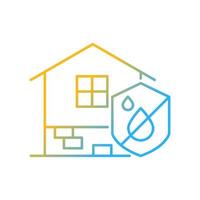 Resistance to dampness gradient linear vector icon. Damp proofing. Prevent rain penetration. Moisture resistant house. Thin line color symbol. Modern style pictogram. Vector isolated outline drawing