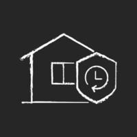 Durability chalk white icon on dark background. Building materials reliability. House lifespan expectancy. Resistance to components degradation. Isolated vector chalkboard illustration on black