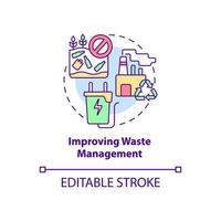 Improving waste management concept icon. Reducing air pollution abstract idea thin line illustration. Reuse and recycling options. Vector isolated outline color drawing. Editable stroke