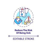 Reduce risk of being sick concept icon. Annual checkup abstract idea thin line illustration. Regular medical examination and testing. Healthcare. Vector isolated outline color drawing. Editable stroke